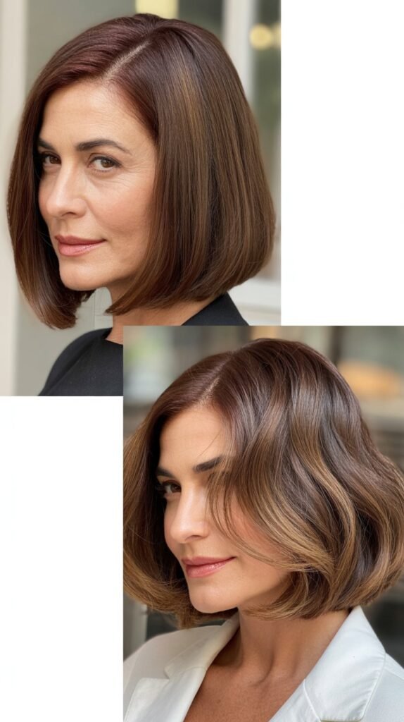  Sleek Lob with Deep Side Part