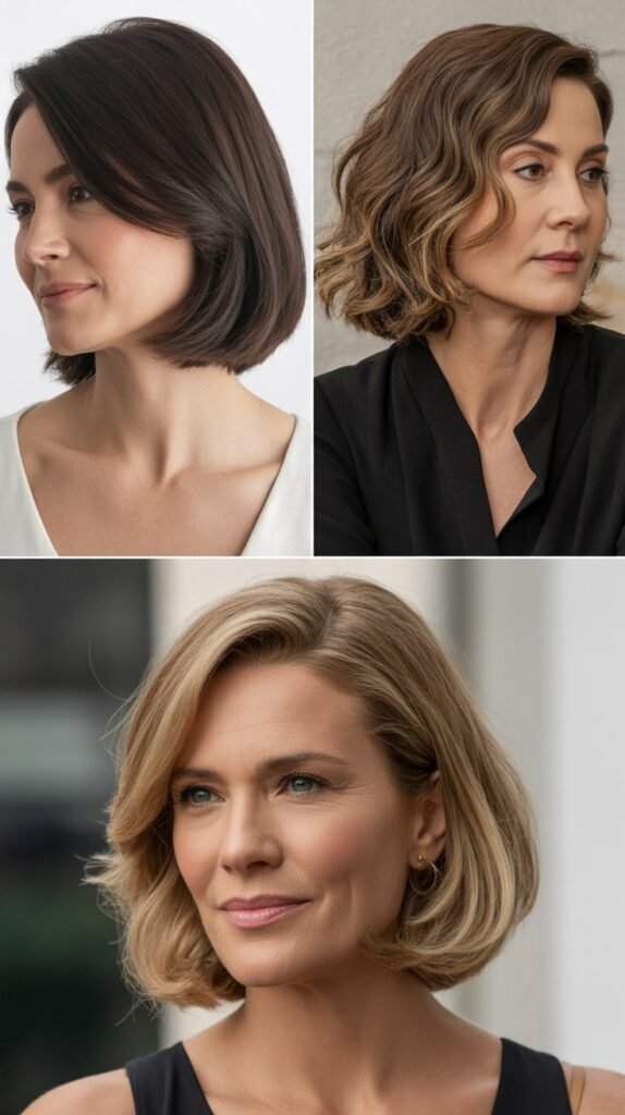 Sleek Lob with Tucked-Behind-Ear Styling