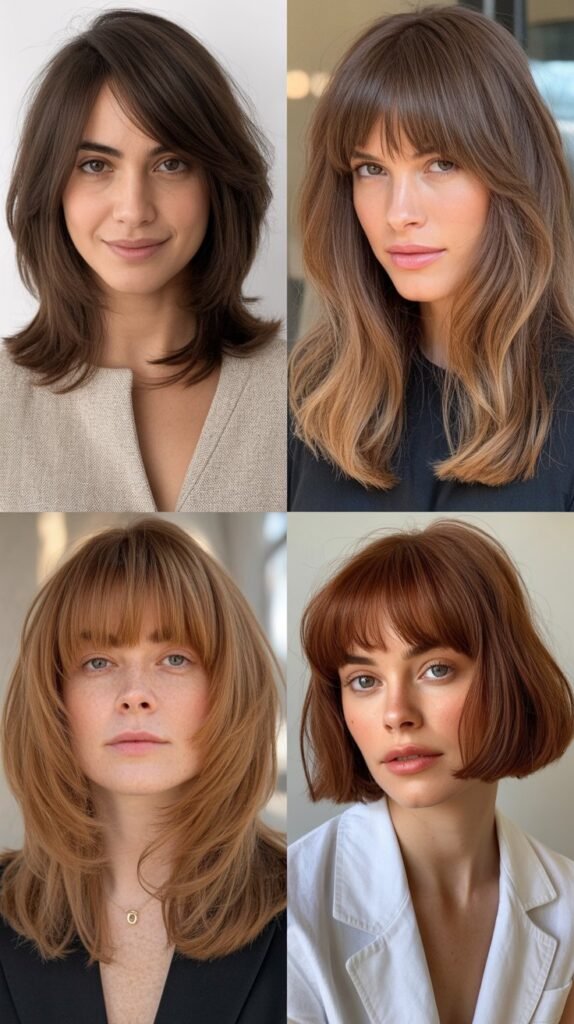 Layered Hair with Blunt Bangs