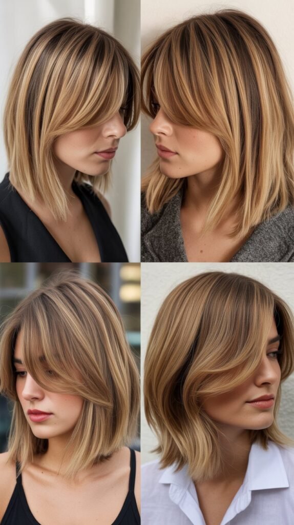 Bronde with Asymmetrical Side Bangs