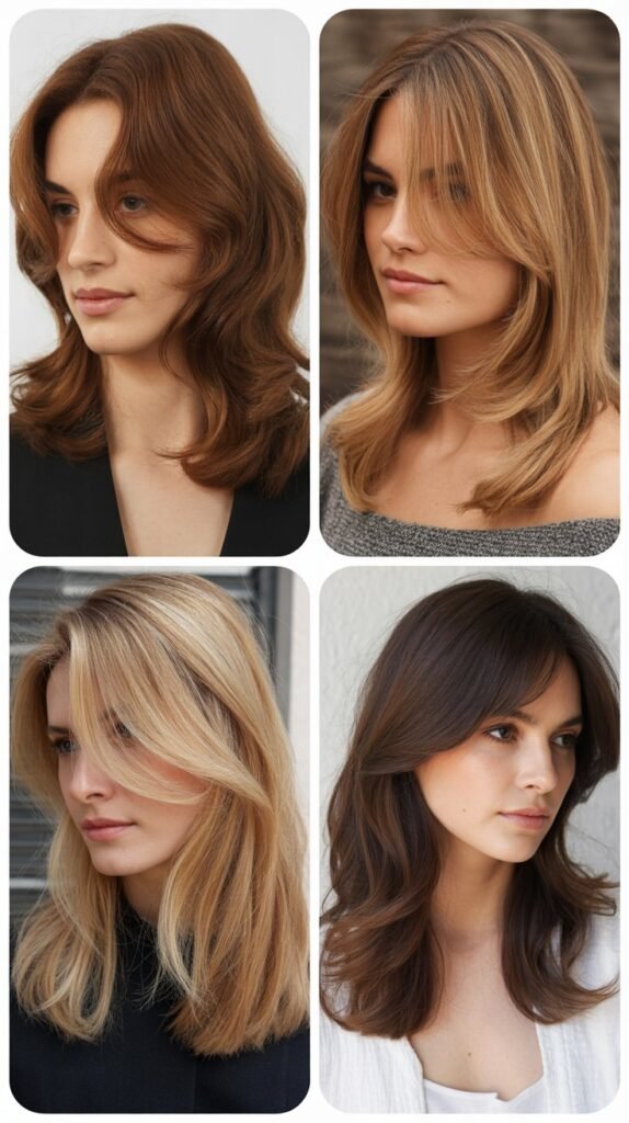 Classic Shoulder-Length Layers With Side-Swept Bangs