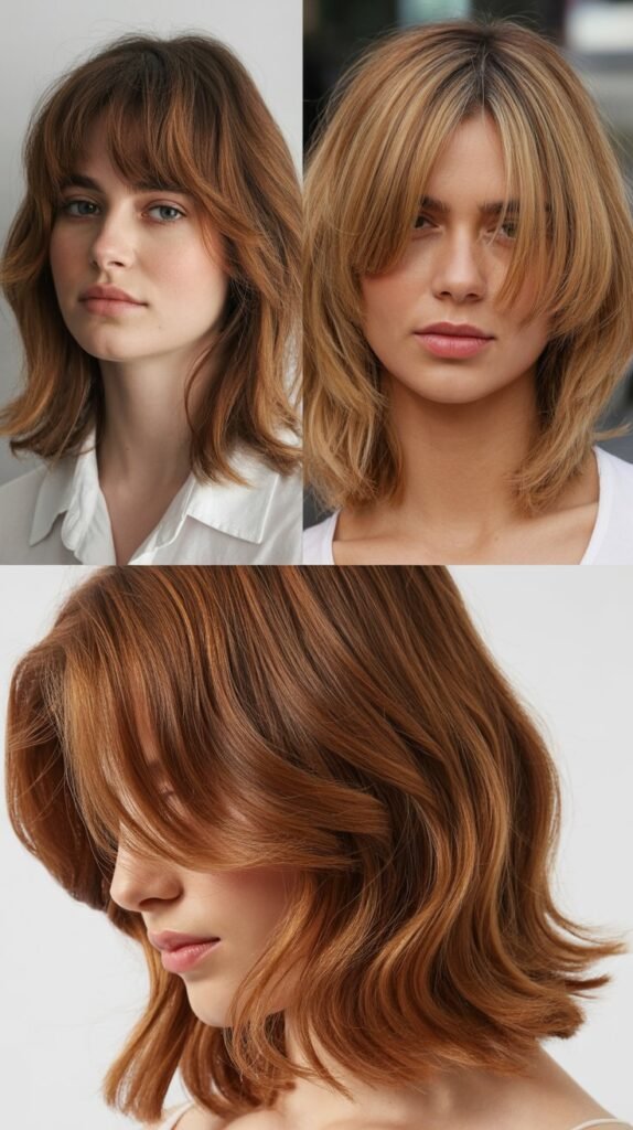 Graduated Curtain Bangs with Combination Layers