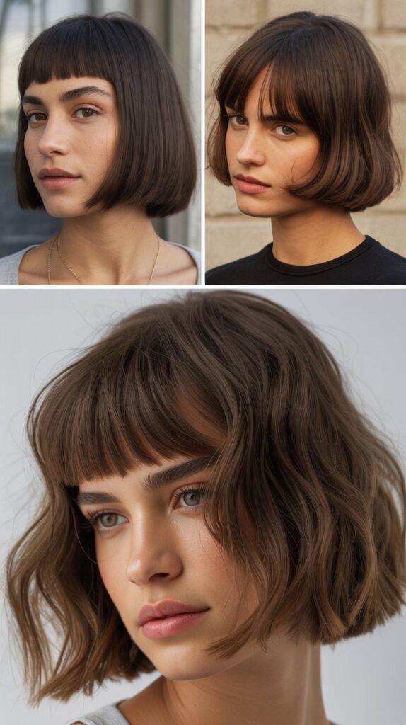 Rounded Bob With Side Part And Eye-Grazing Bangs