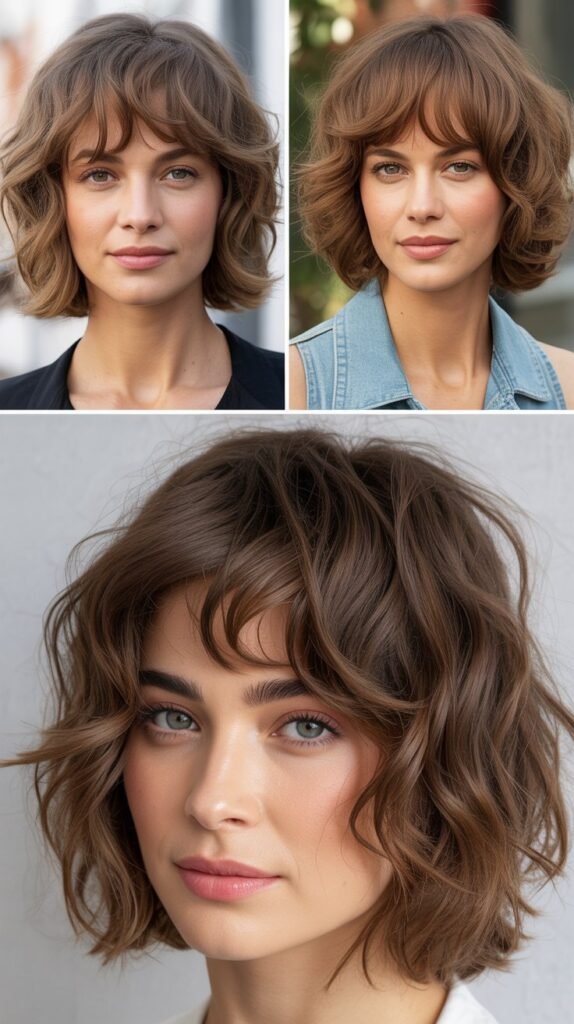 Tousled Layered Bob with Messy Bangs