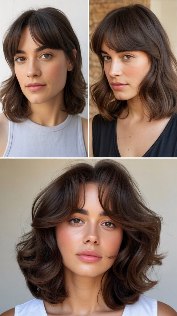 Fringe with Center Part and Face-Framing Layers