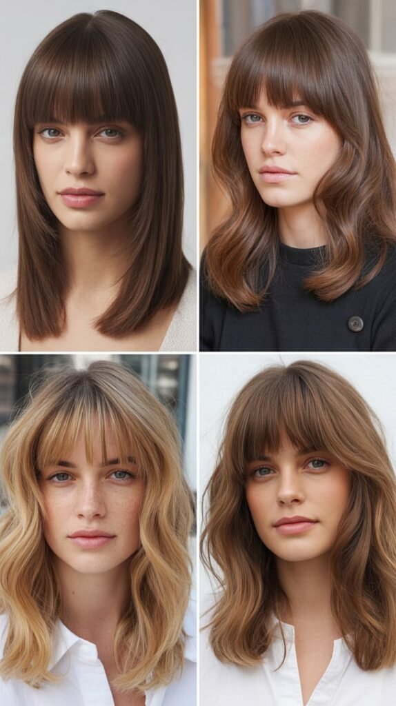 Classic Layered Long Bob with Blunt Bangs