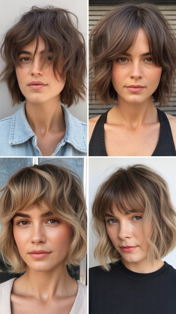 Choppy Lob With Piecey Bangs