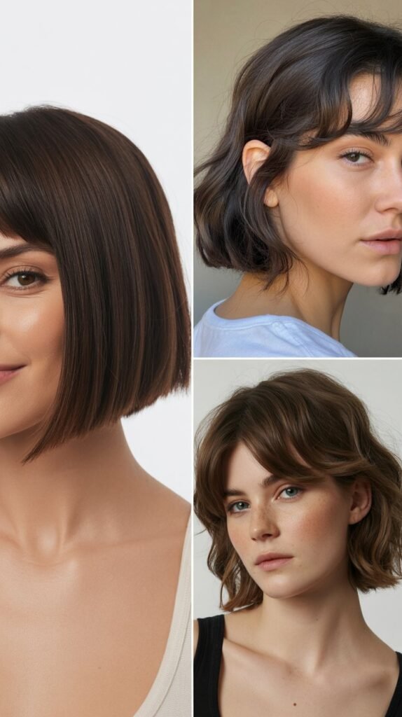  Blunt Lob With Long Side Bangs