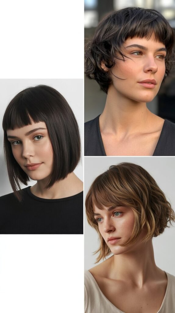 Asymmetrical Layered Bob with Angular Bangs