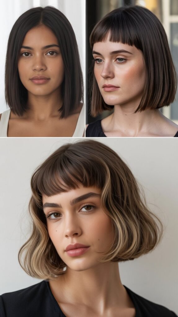 Blunt Bob With Eyebrow-Skimming Bangs