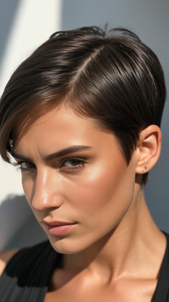 Sleek Side Part Pixie