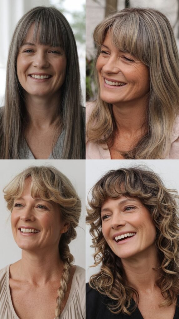 Long Hair with Curtain Bangs