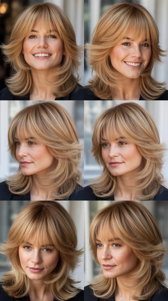 Feathered Bangs with Sandy Blonde Layers