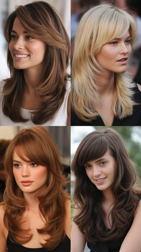 Long Layers with Side-Swept Bangs