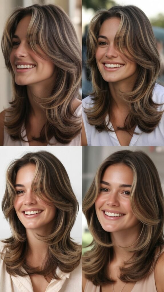 Sleek Asymmetrical Lob with Bangs