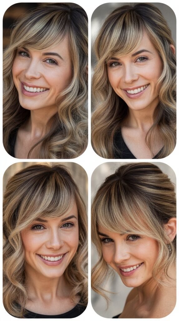 Side-Swept Bangs with Ash Blonde Highlights