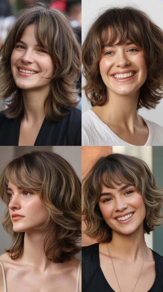 Choppy Medium Layers With Baby Bangs