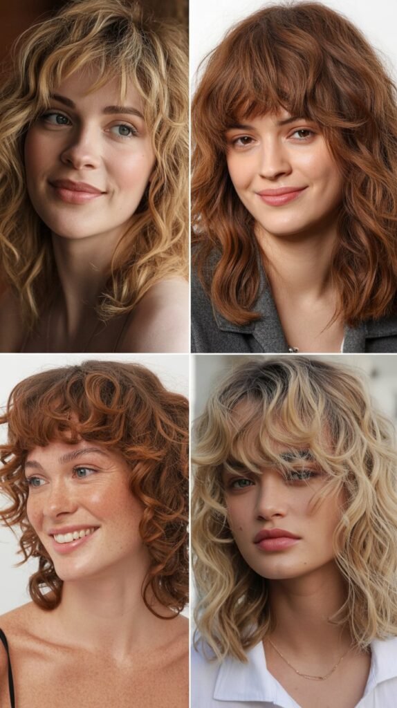 Choppy Curtain Bangs with Natural Waves