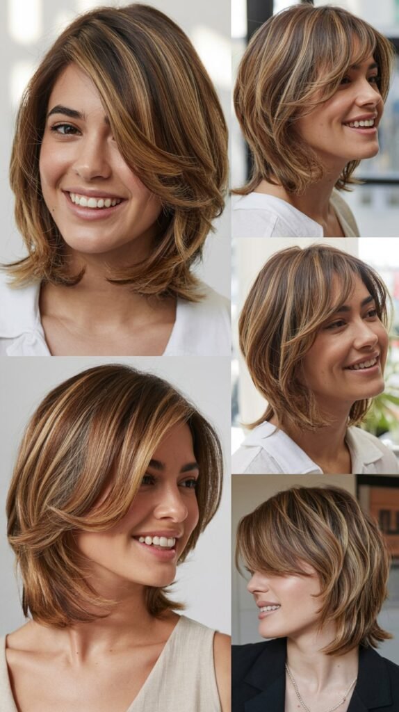  Shoulder-Length Layers with Diagonal Framing