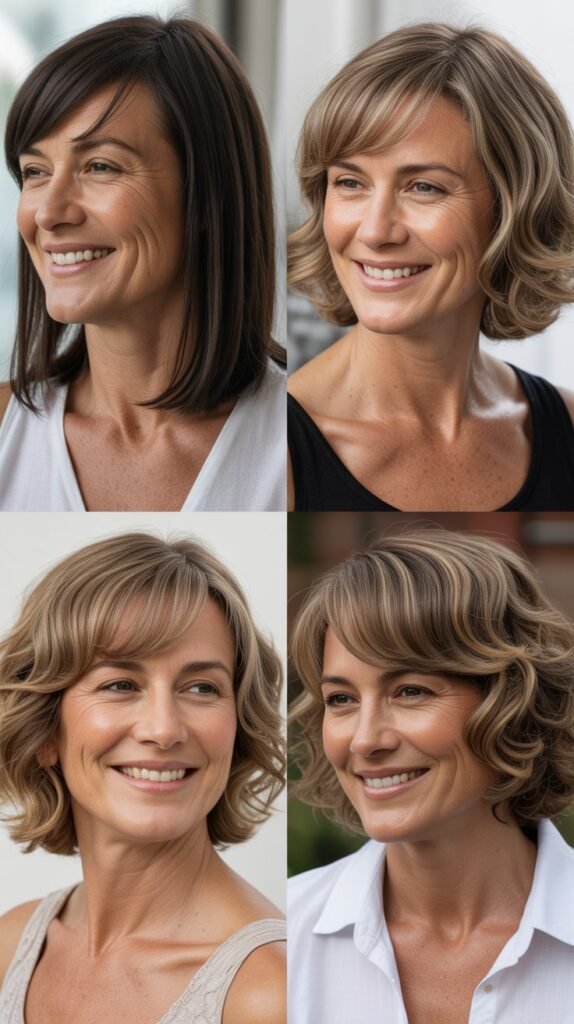 Shoulder-Length Cut with Side-Swept Bangs