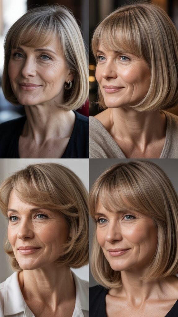 . Side-Parted Bangs with Flowing One-Length Hair