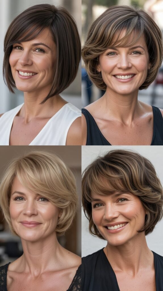  Stacked Bob with Swooping Bangs