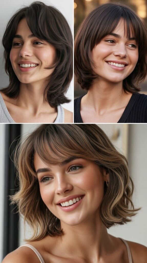 Collarbone Layers With Feathered Baby Bangs