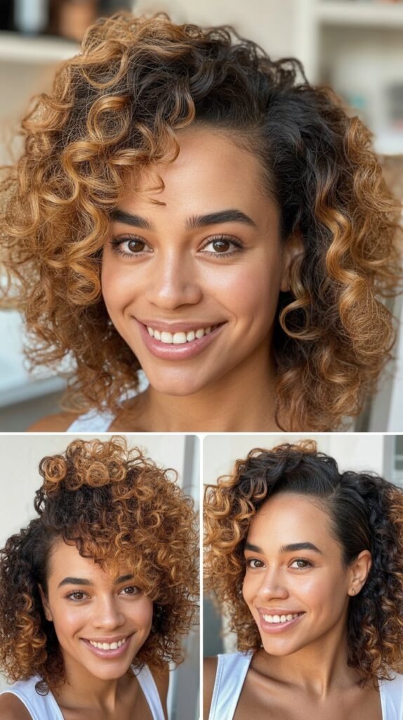 Honey Blonde Highlights for 3C Curls