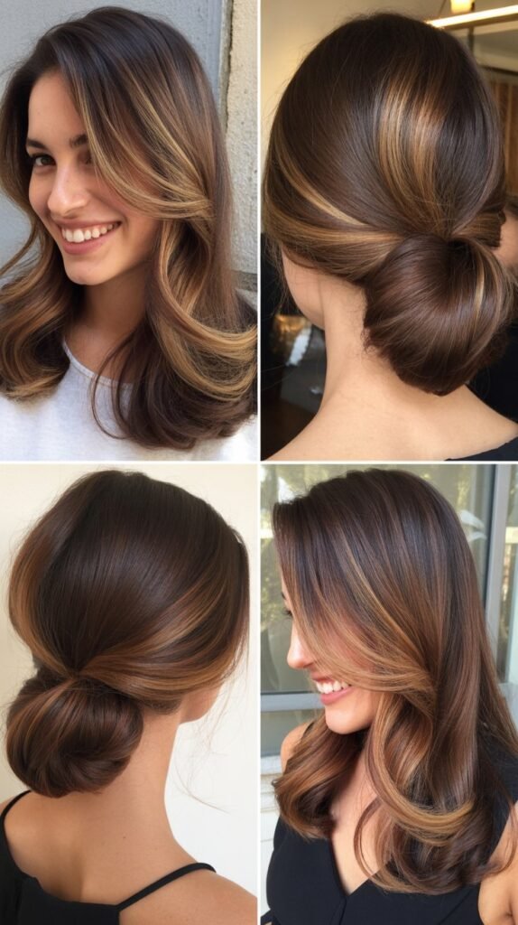 Classic Caramel Balayage on Dark Brown Hair