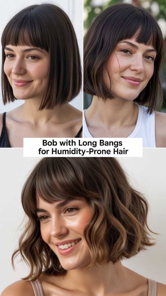  Bob with Long Bangs for Humidity-Prone Hair