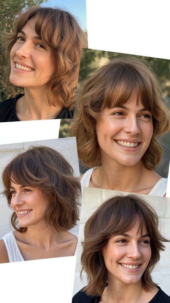 Tousled Midi Cut with Feathered Bangs