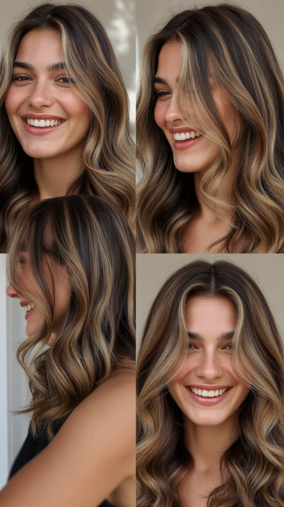 Chestnut Balayage with Face-Framing Highlights