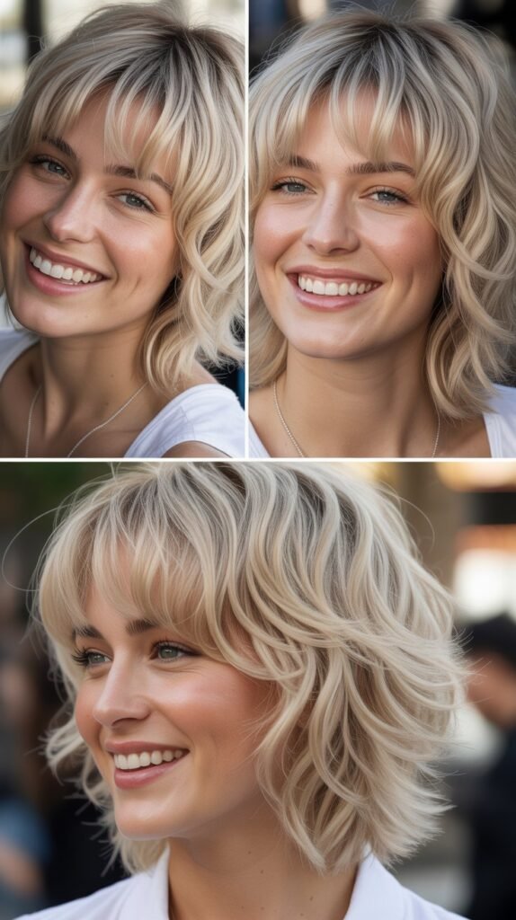 Choppy Bangs with Pearl Blonde Shag