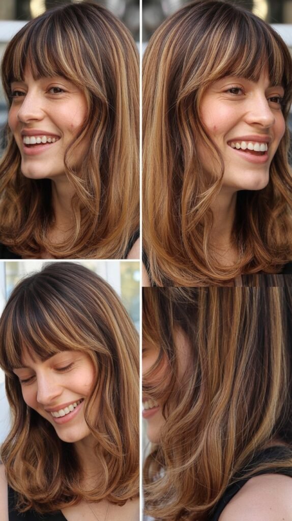 Full Bangs with Multi-Dimensional Balayage