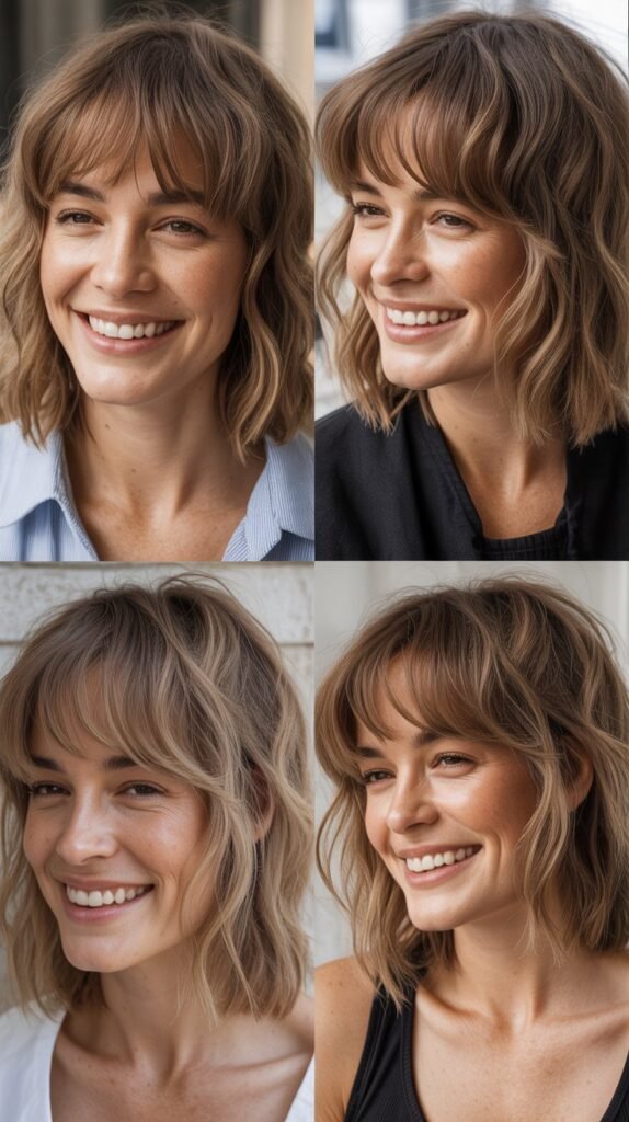  Messy Bangs with Tousled Midi