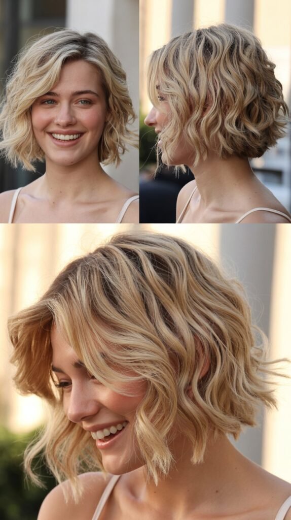 Textured Beach Wave Blonde Lob