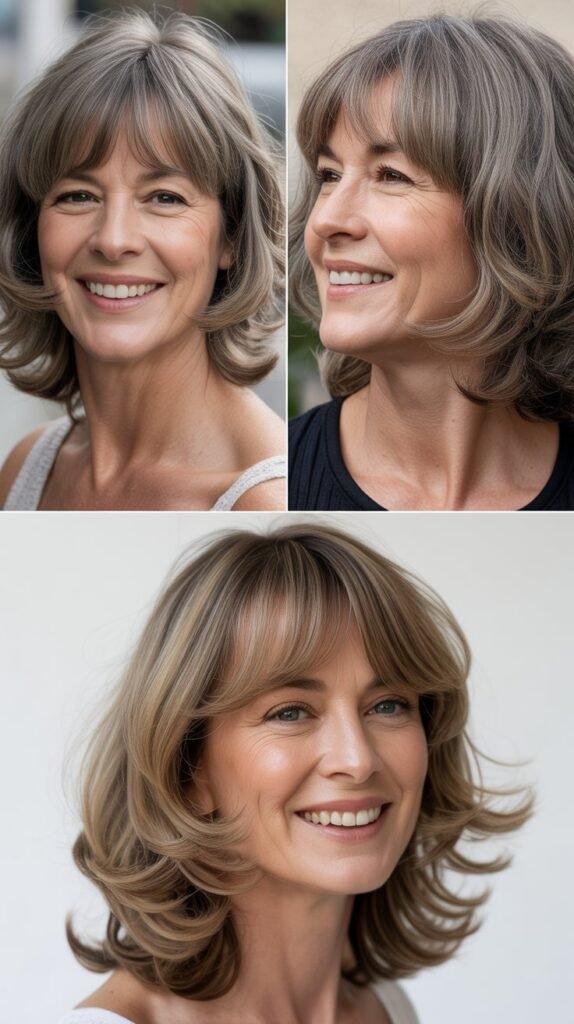 Soft Wispy Bangs with Shoulder-Length Layers