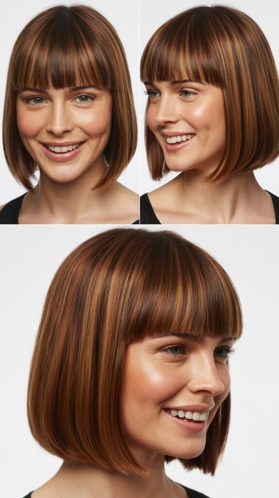 Blunt Straight-Across Bangs with Shoulder-Length Bob