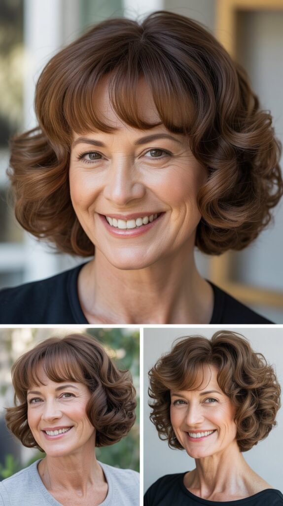  Rounded Bangs with C-Curl Bob
