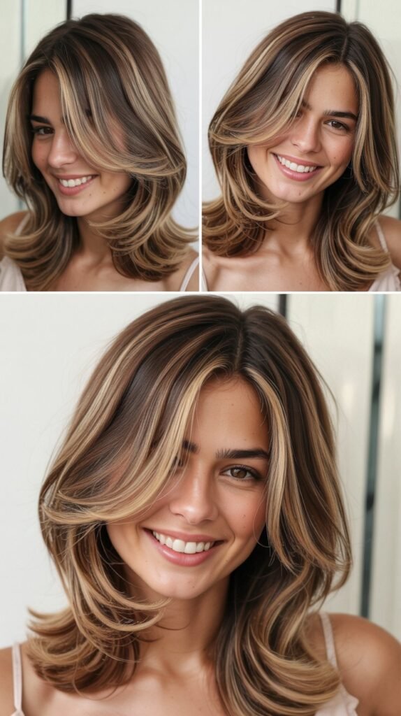 Long V-Cut with Side-Swept Layers