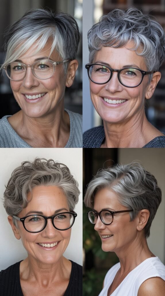 Natural Gray Pixie Embracing Silver