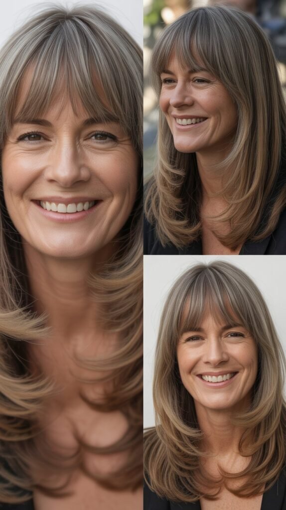 Eye-Grazing Long Bangs with Long Layers