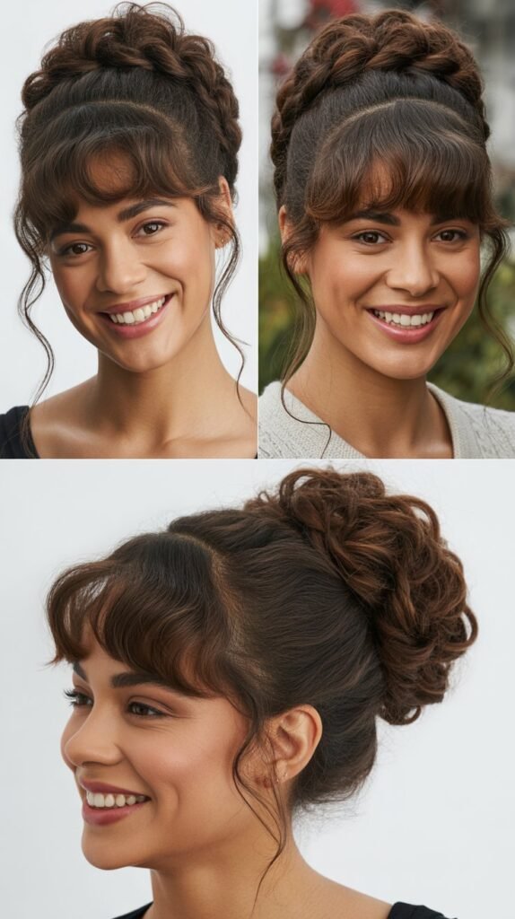 Half-Up Twisted Crown with Wispy Bangs