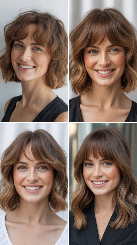  Wavy Collarbone Cut With Curtain Baby Bangs