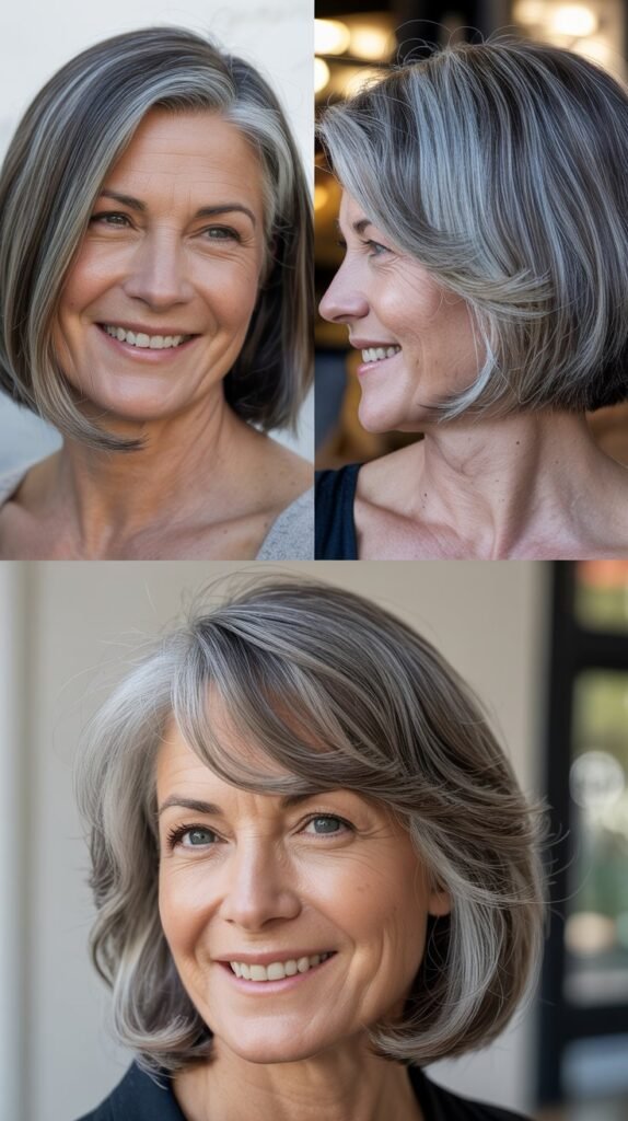 Sleek Gray Lob (Long Bob)