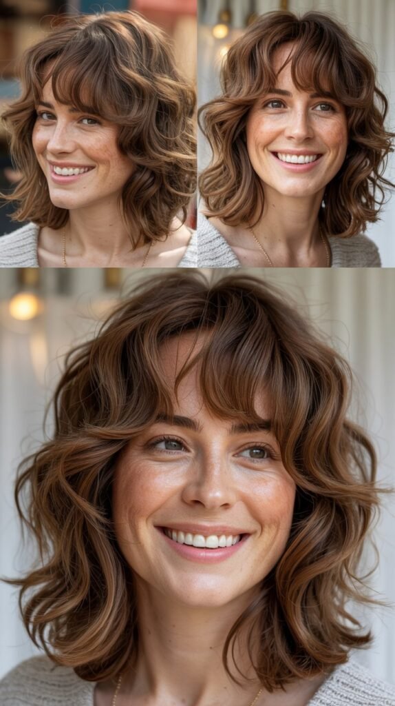 Wavy Layers with Tousled Curtain Bangs