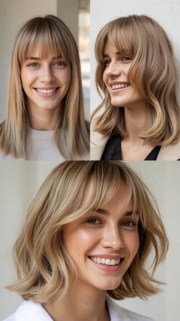 Ash Blonde Midi with Baby Bangs