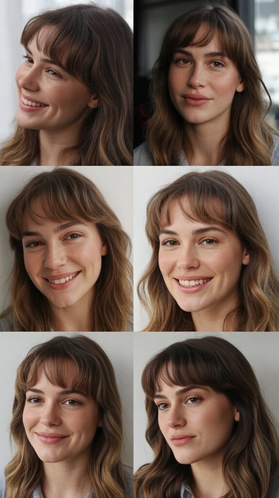 Face-Framing with Curtain Bang Variations