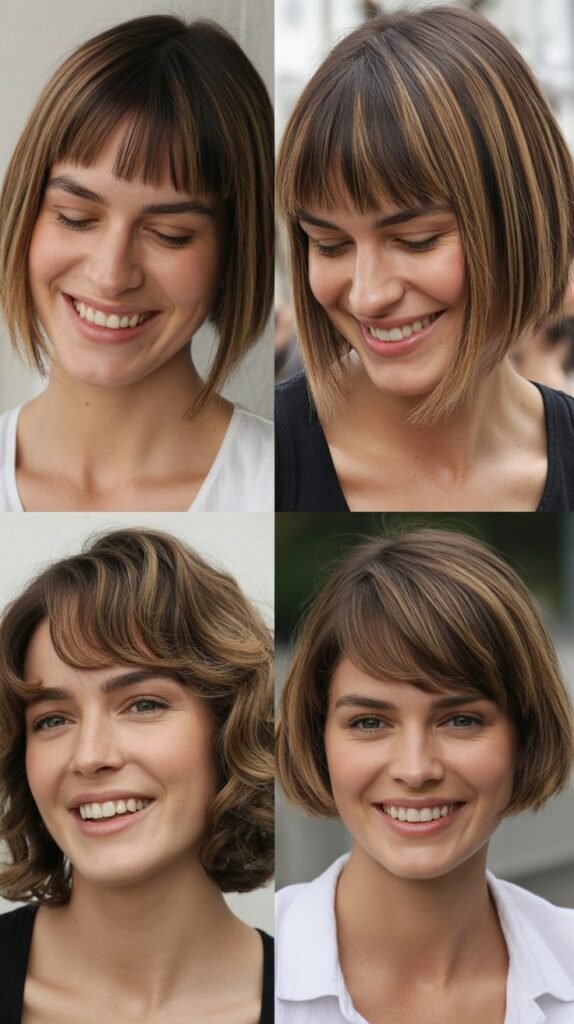 Angled Bangs with Stacked Bob