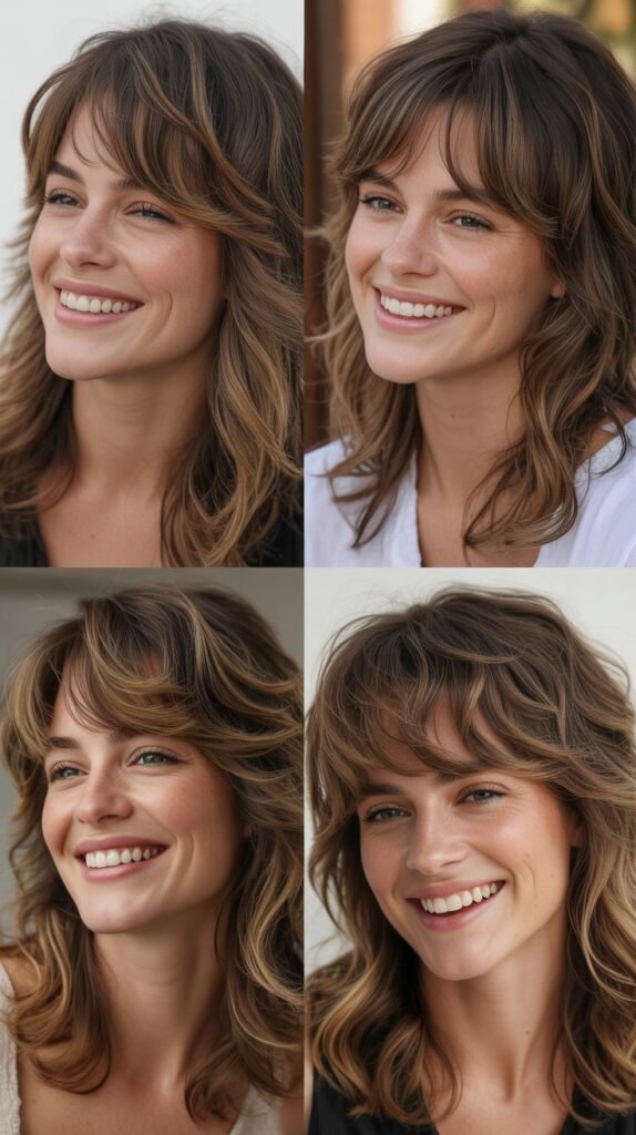 Feathered Side Bangs with Volume Layers